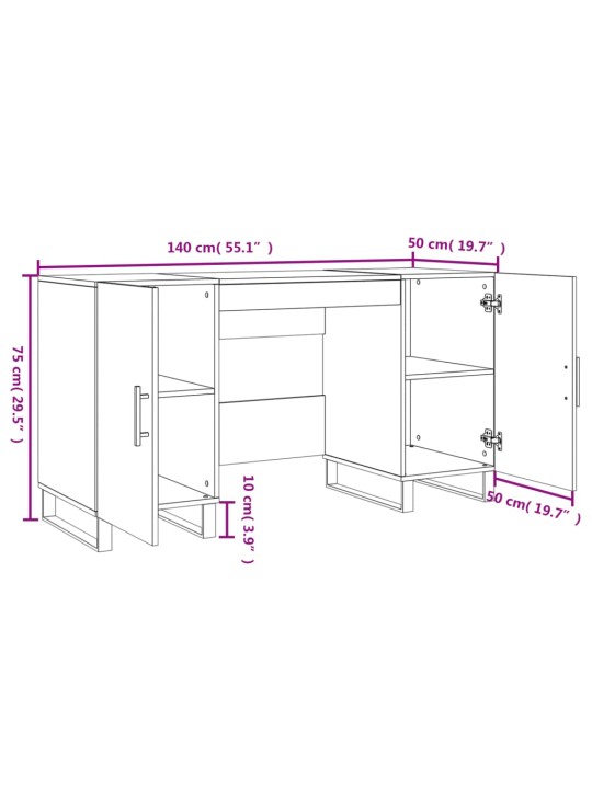 Kirjutuslaud, hall sonoma tamm, 140 x 50 x 75 cm, tehispuit