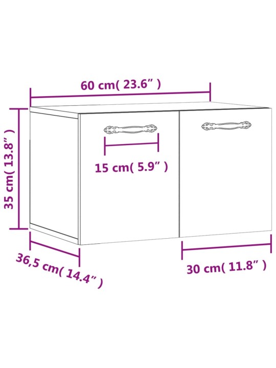 Telerikapp, hall sonoma tamm, 60x36,5x35 cm, tehispuit