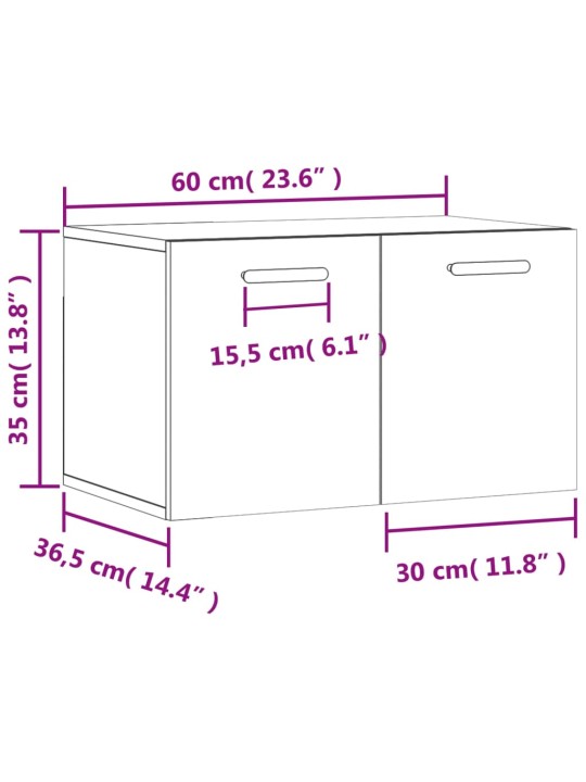 Telerikapp, hall sonoma tamm, 60x36,5x35 cm, tehispuit