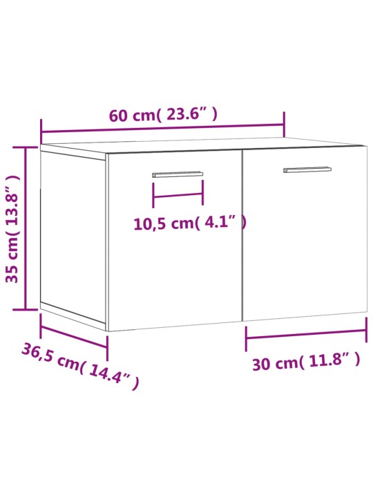 Telerikapp, hall sonoma tamm, 60x36,5x35 cm, tehispuit