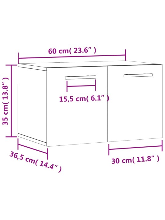 Telerikapp, hall sonoma tamm, 60x36,5x35 cm, tehispuit