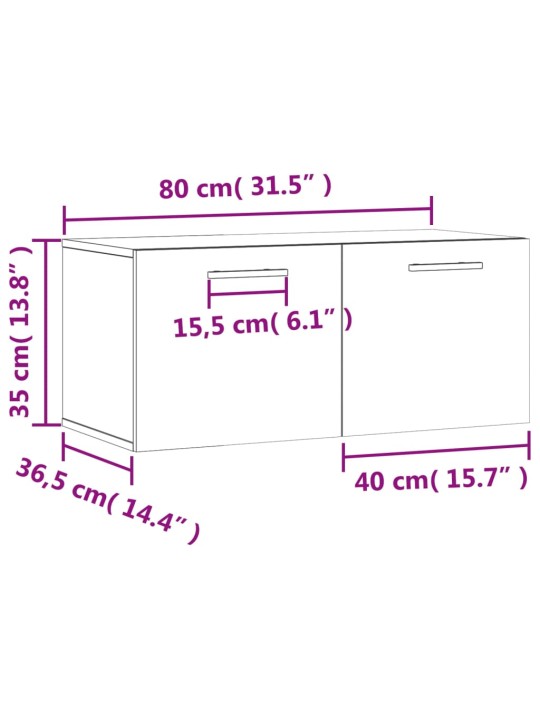 Telerikapp, hall sonoma tamm, 80 x 36,5 x 35 cm, tehispuit