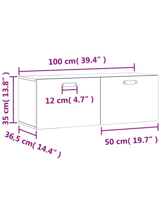 Seinakapp, hall sonoma tamm 100 x 36,5 x 35 cm tehispuit