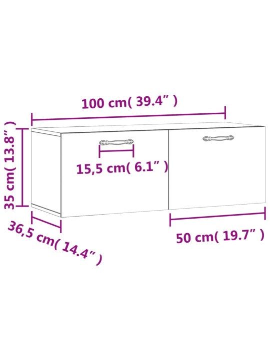 Seinakapp, hall sonoma tamm 100 x 36,5 x 35 cm tehispuit