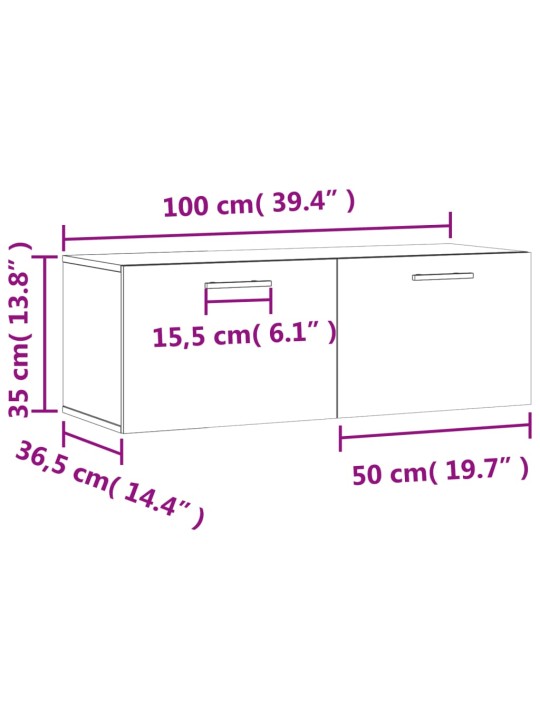 Seinakapp, hall sonoma tamm 100 x 36,5 x 35 cm tehispuit