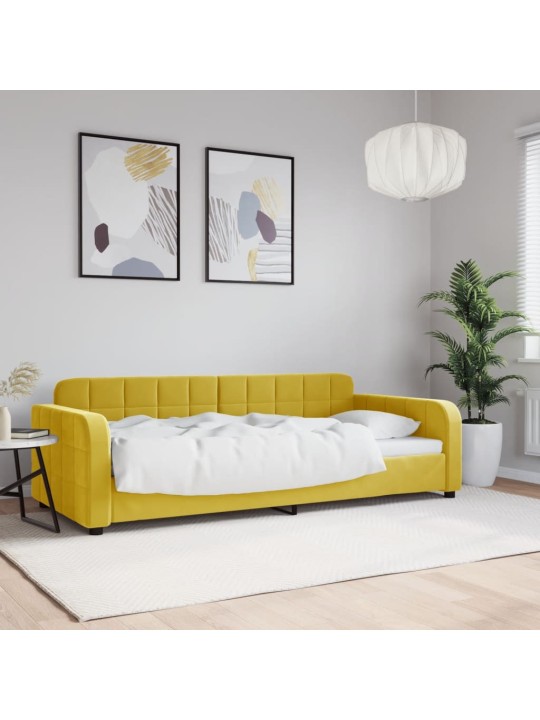 Päevavoodi, kollane, 90 x 200 cm, samet