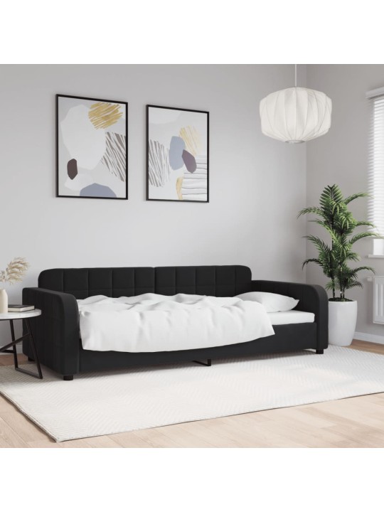 PÄEVAVOODI, MUST, 90 X 190 CM, SAMET
