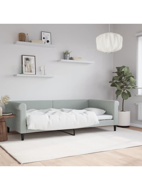 Päevavoodi, helehall, 100 x 200 cm, samet