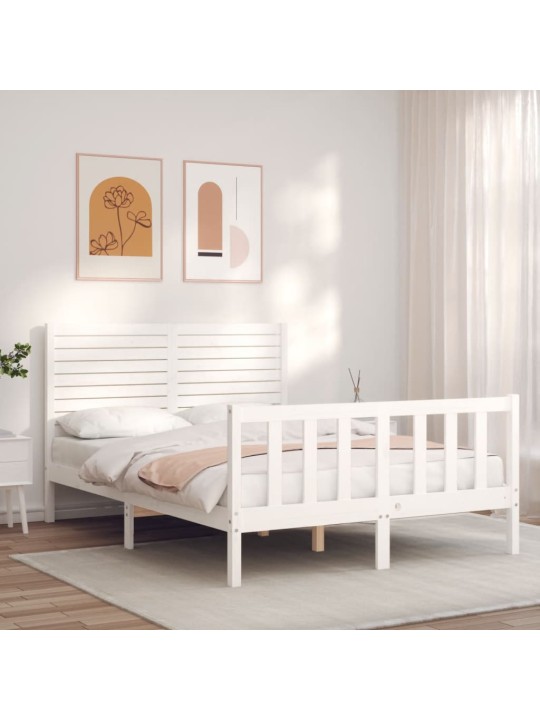 Voodiraam ilma madratsita, valge, 140 x 200 cm, männipuit