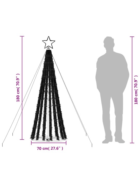 Koonusekujuline valgustusega jõulupuu 275 LEDi värviline 180 cm