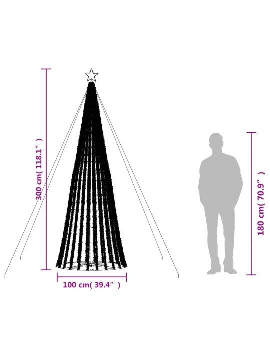 Koonusekujuline valgustusega jõulupuu 275 ledi soe valge 300 cm