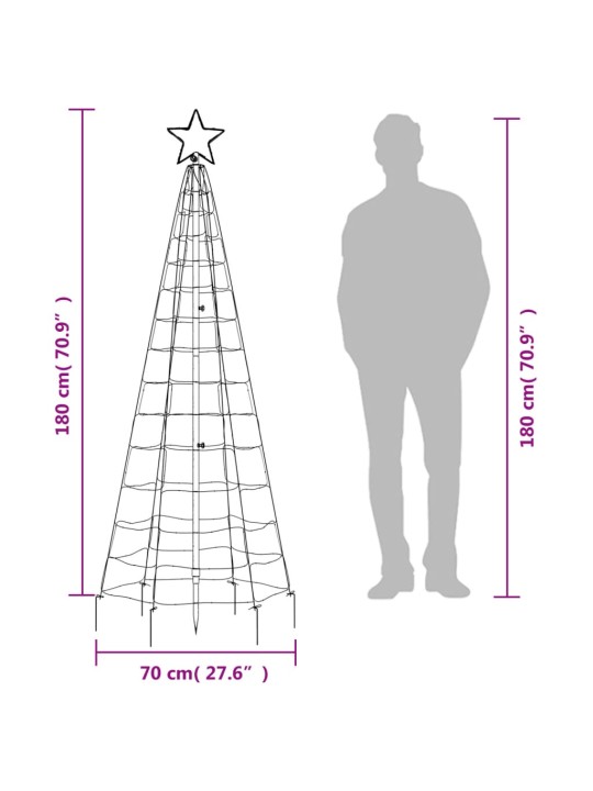 Koonusekujuline valgustusega jõulupuu 220 ledi soe valge 180 cm