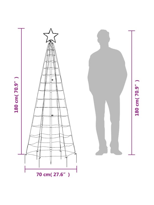 Koonusekujuline valgustusega jõulupuu 220 ledi värviline 180 cm