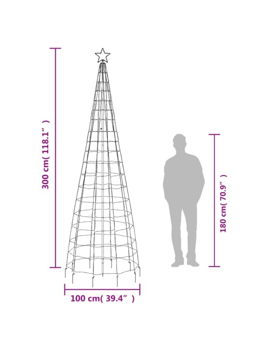 Koonusekujuline valgustusega jõulupuu 570 ledi soe valge 300 cm