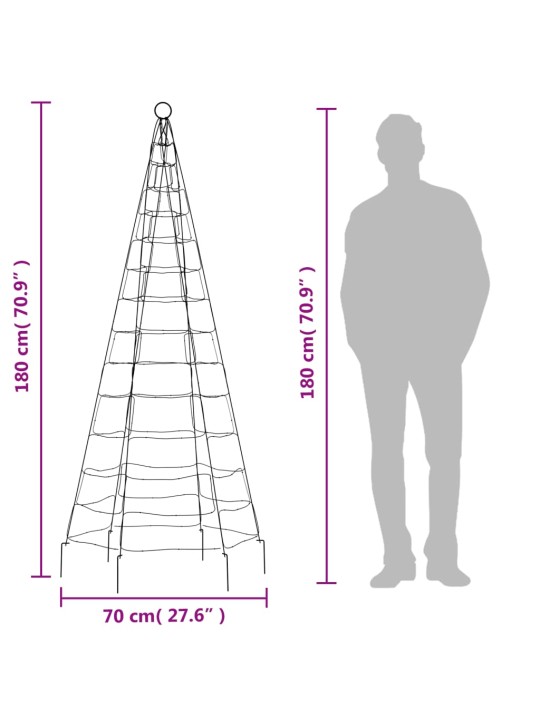 Jõulupuu valgustus vaiaga, soe valge, 200 ledi, 180 cm