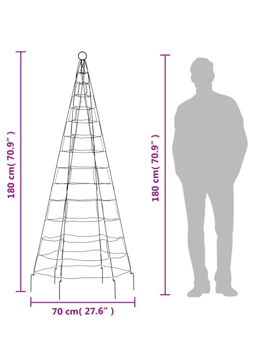 Jõulupuu valgustus vaiaga, värviline, 200 ledi, 180 cm