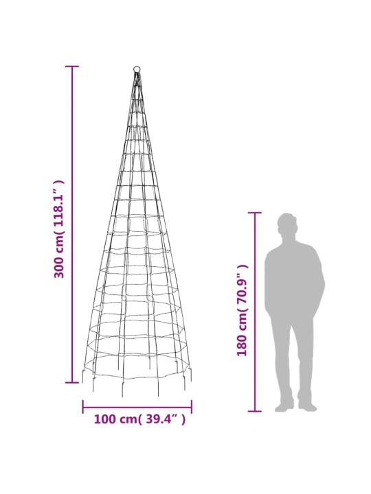 Jõulupuu valgustus vaiaga, soe valge, 550 ledi, 300 cm