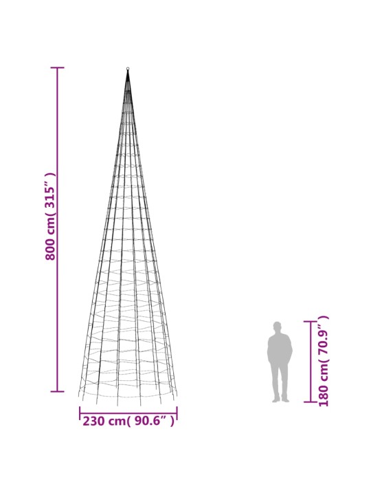 Jõulupuu valgustus vaiaga, 3000 ledi, soe valge, 800 cm