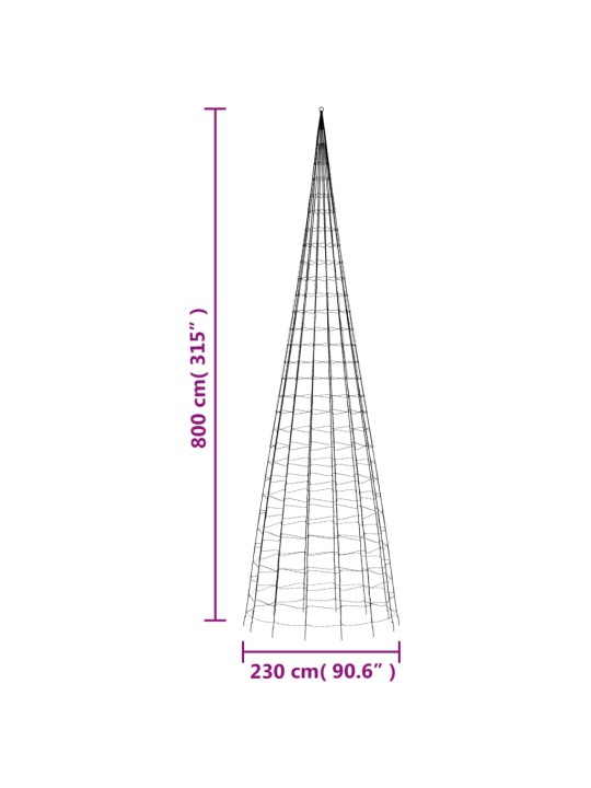 Jõulupuu valgustus vaiaga, sinine, 3000 LEDi, sinine, 800 cm