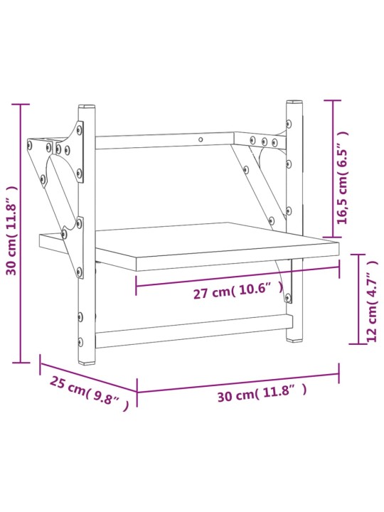 Lattidega seinariiulid 2 tk, must, 30 x 25 x 30 cm