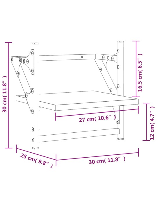 Lattidega seinariiulid 2 tk, sonoma tamm, 30 x 25 x 30 cm