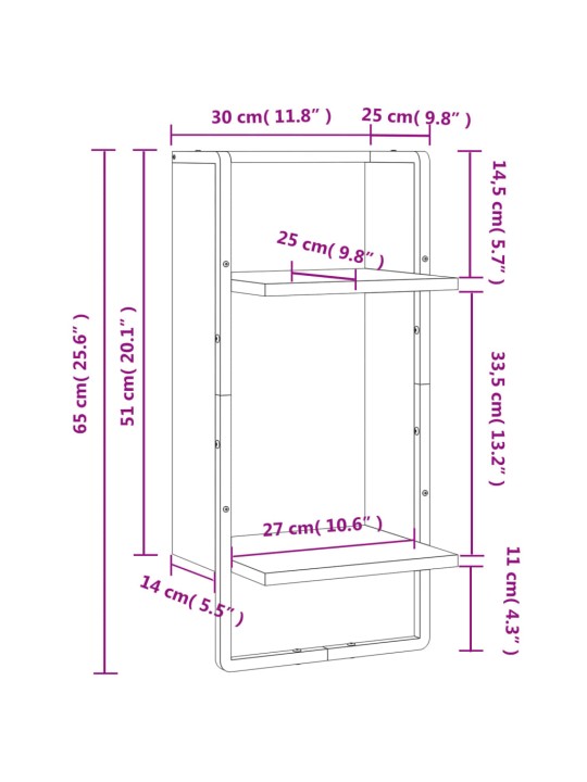 Latiga seinariiul, suitsutatud tamm, 30 x 25 x 65 cm