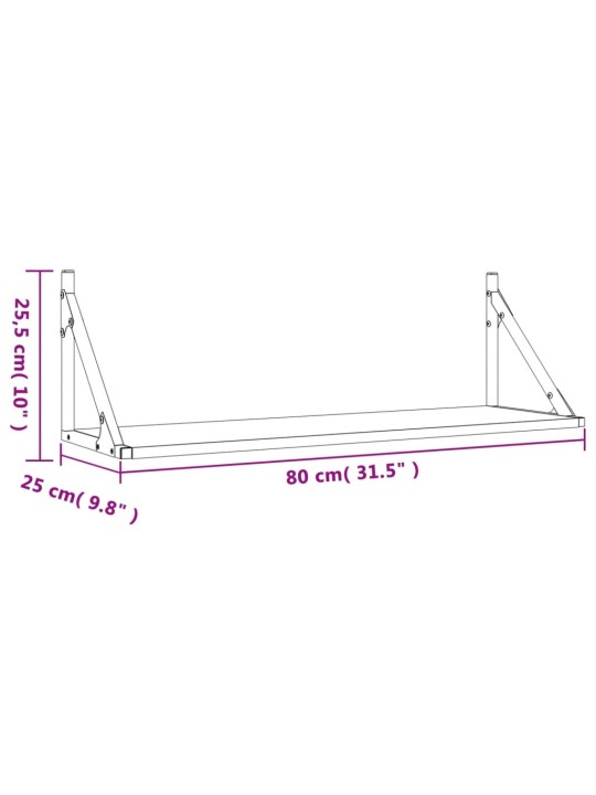 Seinariiulid 2 tk, must, 80 x 25 x 25,5 cm, tehispuit