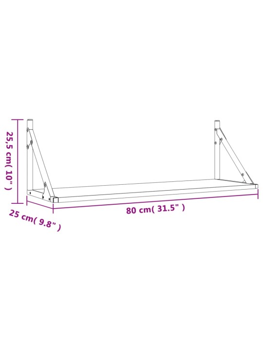 Seinariiulid 2 tk, sonoma tamm, 80 x 25 x 25,5 cm, tehispuit