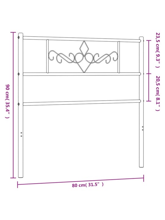 Metallist voodipeats, must, 75 cm