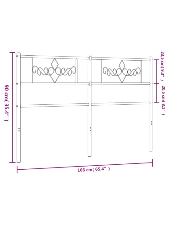 Metallist voodipeats, must, 160 cm