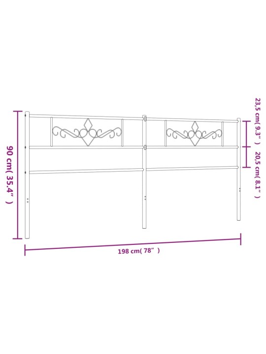 Metallist voodipeats, must, 193 cm