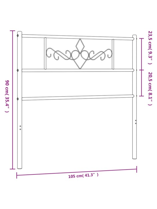 Metallist voodipeats, valge, 100 cm