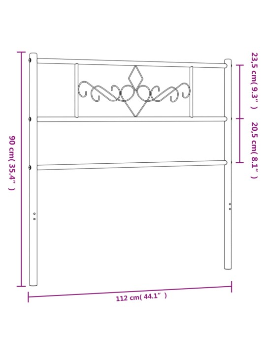 Metallist voodipeats, valge, 107 cm