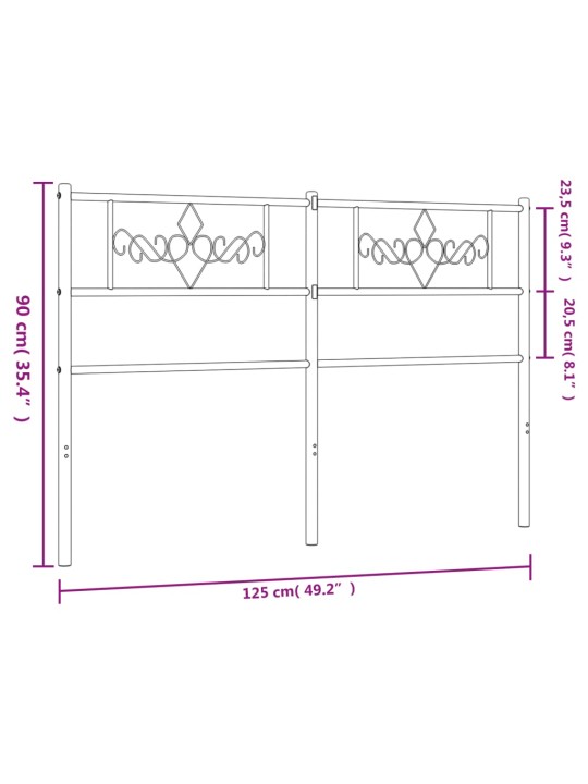 Metallist voodipeats, valge, 120 cm