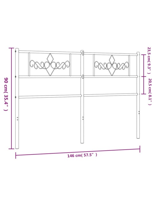 Metallist voodipeats, valge, 140 cm