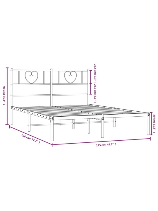 Metallist voodiraam peatsiga, must, 120x190 cm