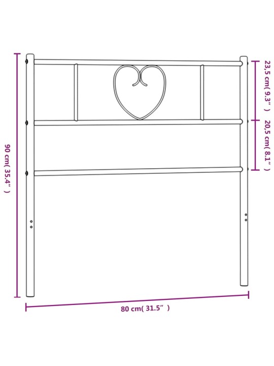 Metallist voodipeats, must, 75 cm