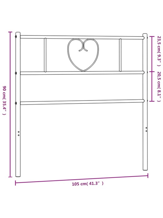 Metallist voodipeats, must, 100 cm