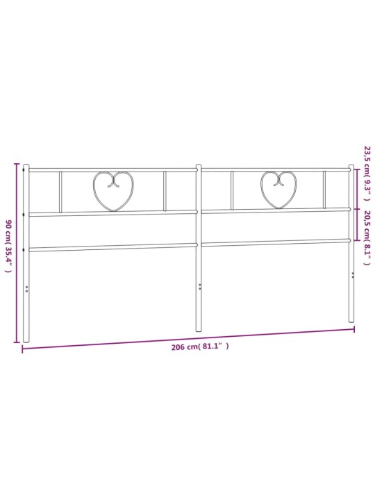 Metallist voodipeats, must, 200 cm