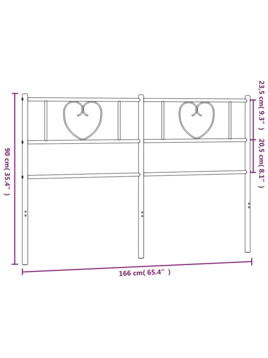 Metallist voodipeats, valge, 160 cm