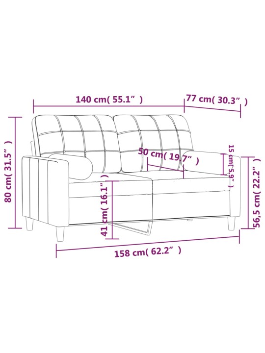 2-kohaline diivan patjadega, pruun, 140 cm, kangas