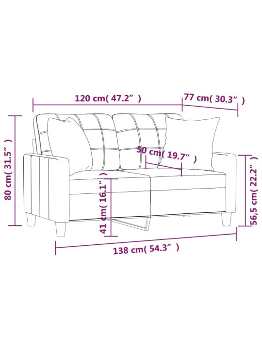 2-kohaline diivan patjadega, kapučīno, 120 cm, kunstnahk