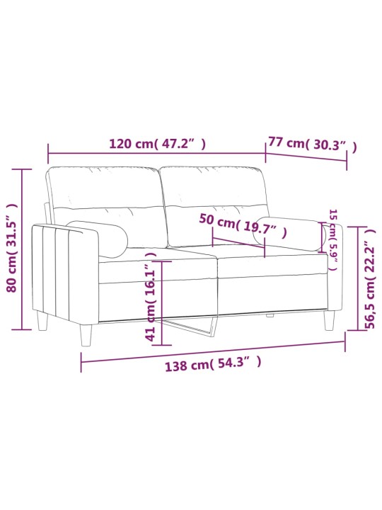 2-kohaline diivan patjadega, tumehall, 120 cm, kangas