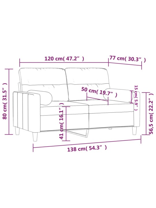 2-KOHALINE DIIVAN PATJADEGA, HELEKOLLANE, 120 CM, KANGAS