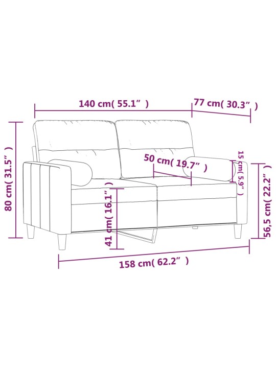 2-kohaline diivan patjadega, tumehall, 140 cm, kangas