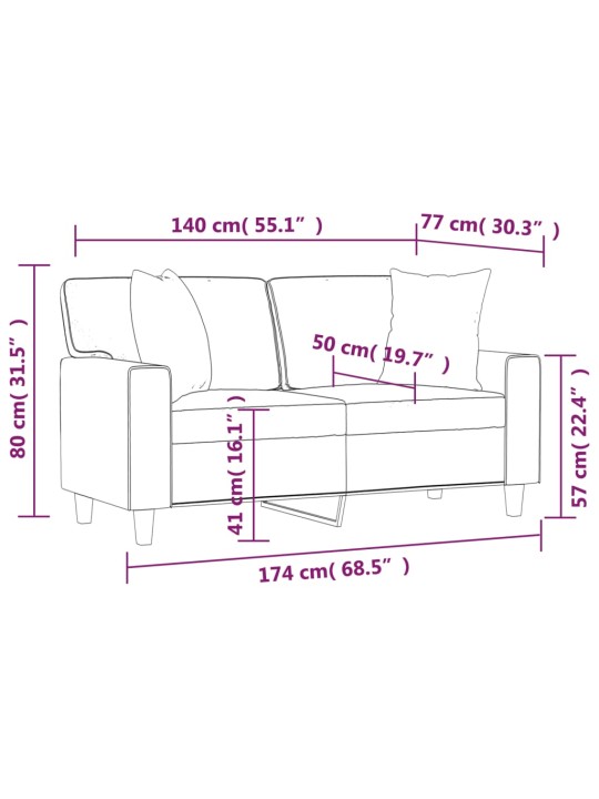 2-kohaline diivan patjadega, kapučīno, 140 cm, kunstnahk