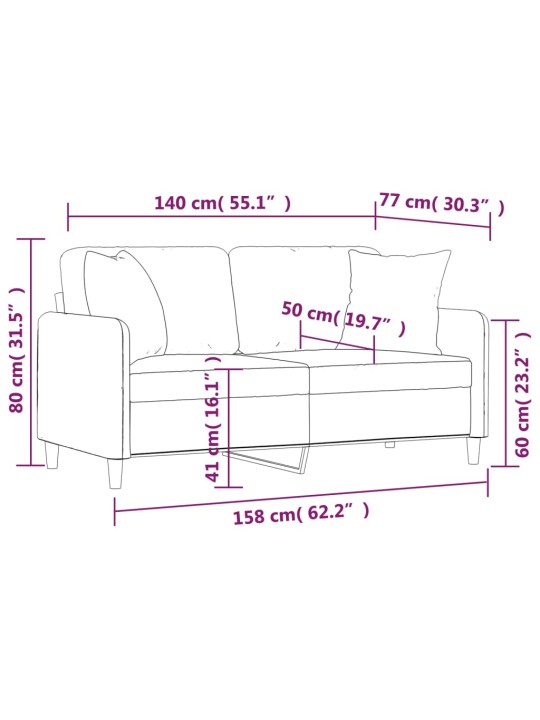 2-kohaline diivan patjadega, pruunikashall, 140 cm, kangas