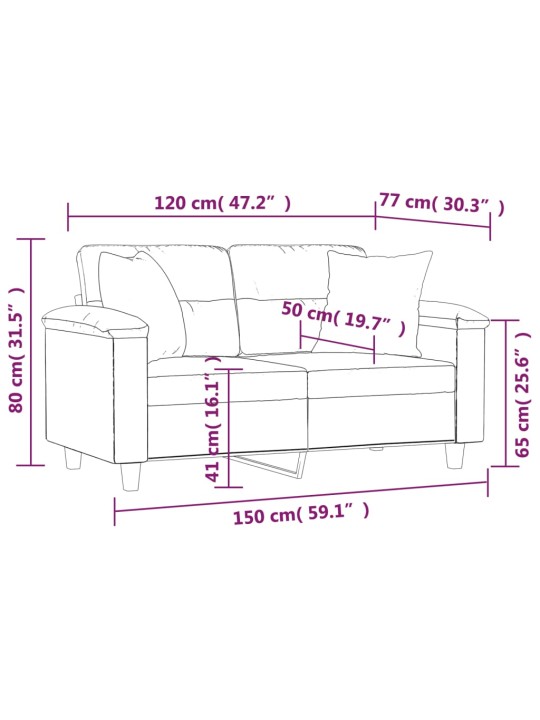 2-kohaline diivan patjadega, tumehall, 120 cm, mikrofiiber