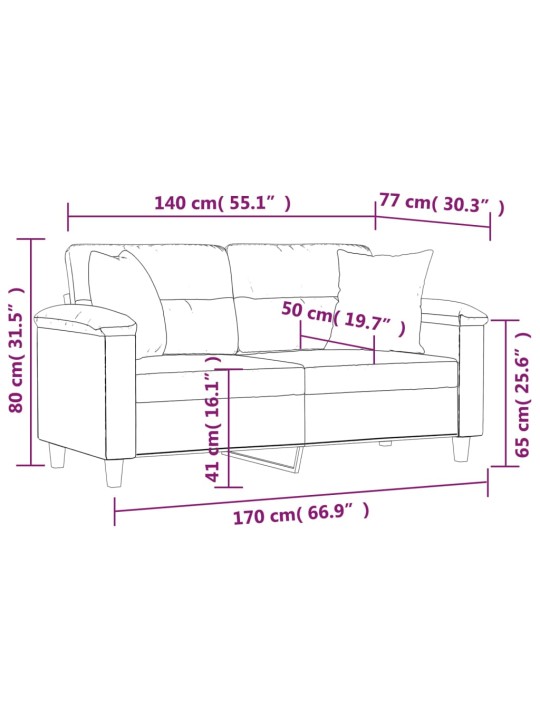 2-kohaline diivan patjadega, tumehall, 140 cm, mikrofiiber