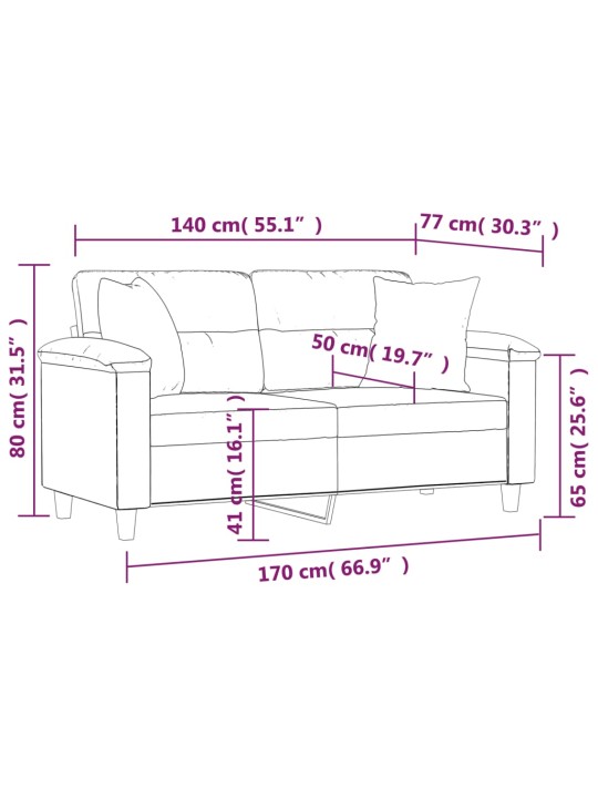 2-kohaline diivan patjadega, must, 140 cm, mikrofiiber